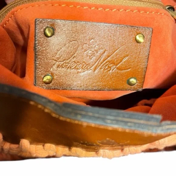 Patricia Nash Coral Macrame Fringe Crossbody bag Boho woven leather specialty - Picture 12 of 12